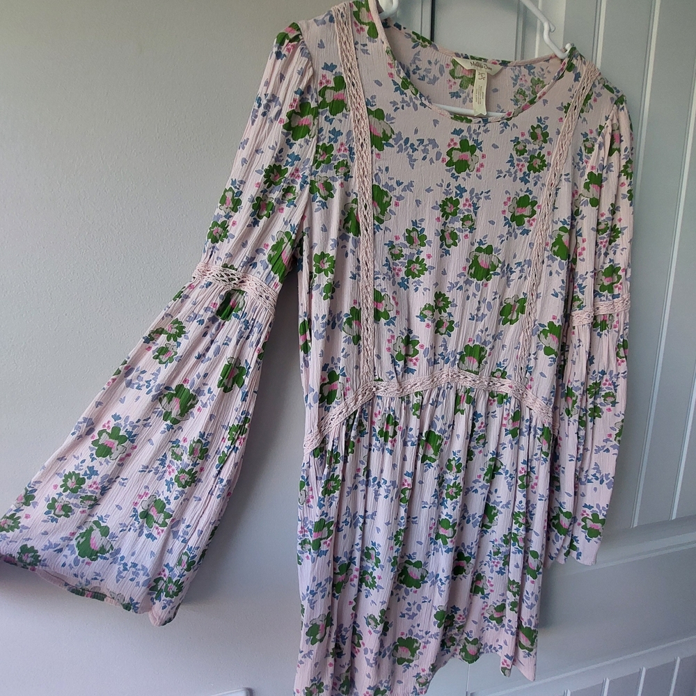 Matilda Jane Pink Floral Lace-Trim Boho Dress - Picture 5 of 5